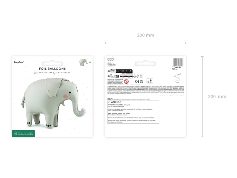 Giant Elephant Standing Foil Balloon, 35in