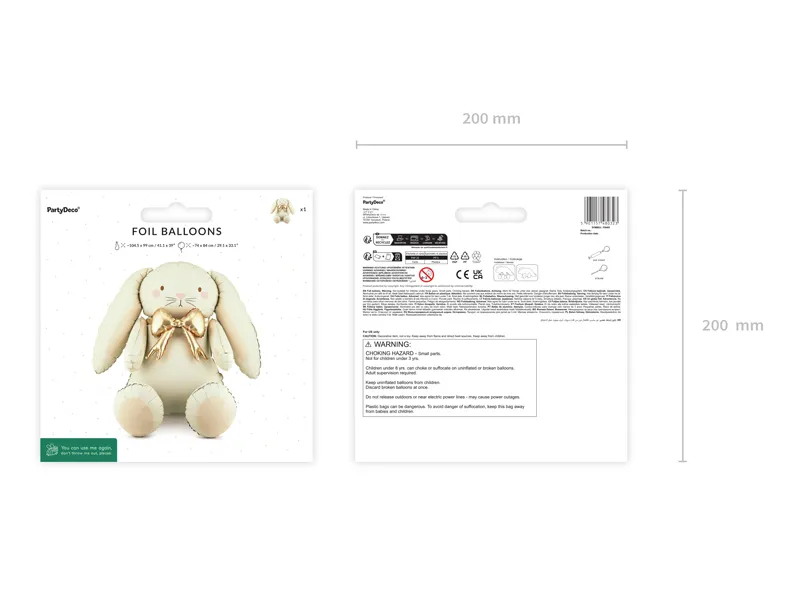 White Bunny Foil Balloon, 33in