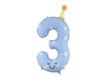 Blue Birthday Number 3 Foil Balloon, 34in