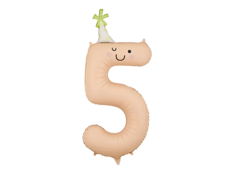 Beige Birthday Number 5 Foil Balloon, 34in