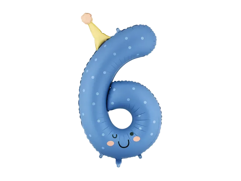 Blue Birthday Number 6 Foil Balloon, 34in