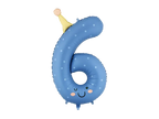 Blue Birthday Number 6 Foil Balloon, 34in