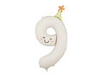 Cream Birthday Number 9 Foil Balloon, 34in