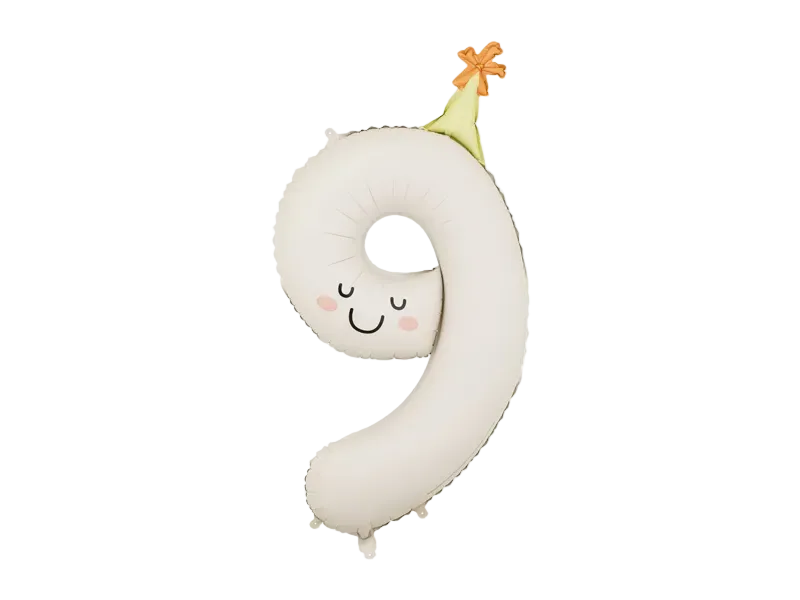 Cream Birthday Number 9 Foil Balloon, 34in