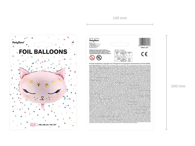 Pink and Gold Cat Foil Balloon, 20in