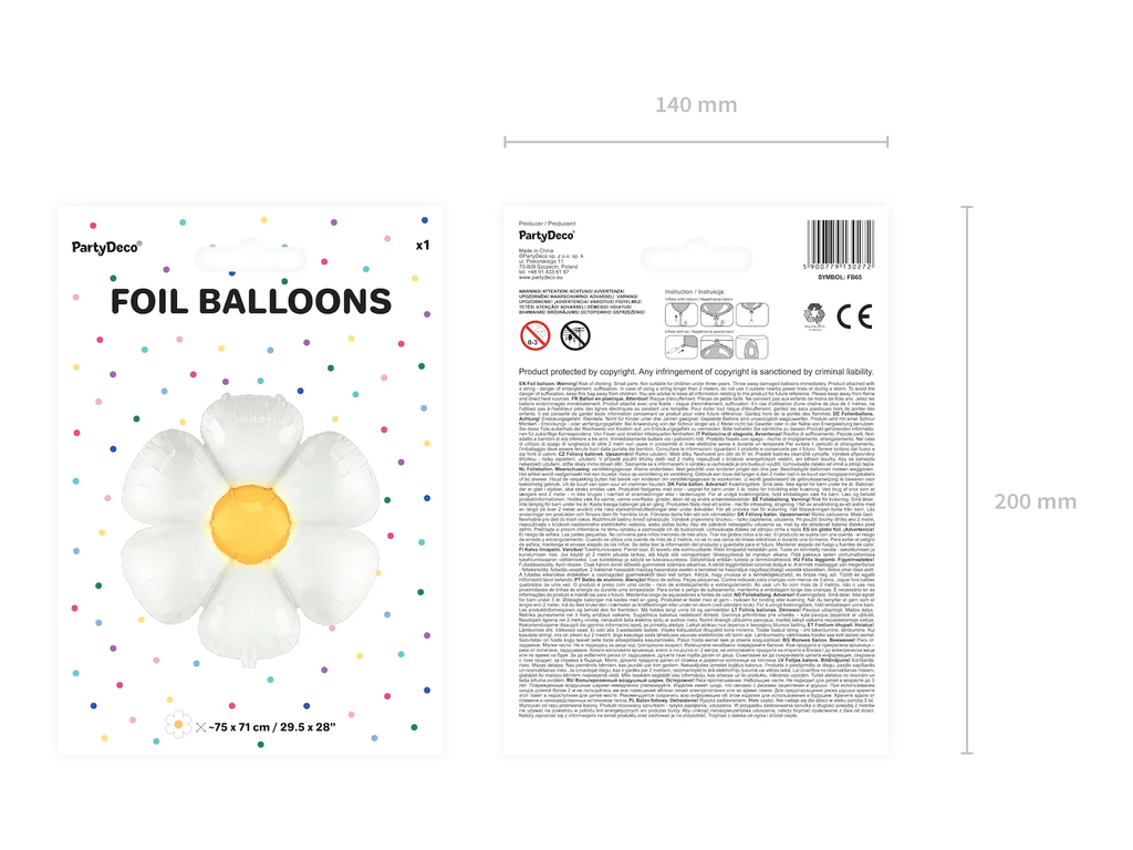 Giant White Daisy Foil Balloon, 40in