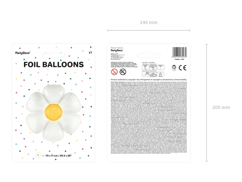 White Daisy Foil Balloon, 31in