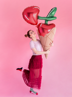 Red and Green Cherry Foil Balloon, 34in