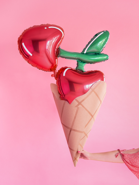 Red and Green Cherry Foil Balloon, 34in