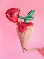 Red and Green Cherry Foil Balloon, 34in