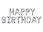 Silver Happy Birthday Banner Foil Balloon, 133in