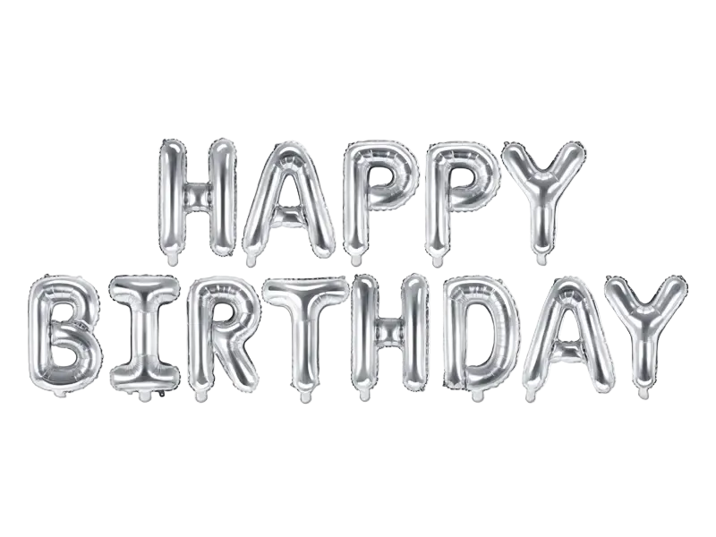 Silver Happy Birthday Banner Foil Balloon, 133in