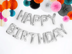 Silver Happy Birthday Banner Foil Balloon, 133in