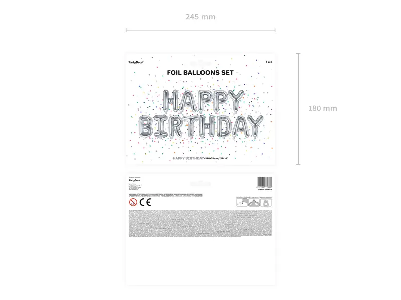 Silver Happy Birthday Banner Foil Balloon, 133in