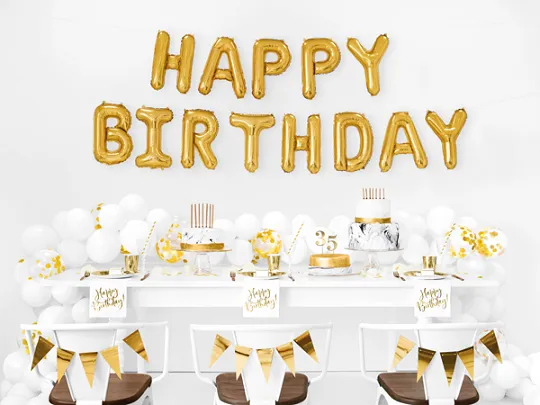 Gold "Happy Birthday" Foil Balloon, 134 x 14in - Giant