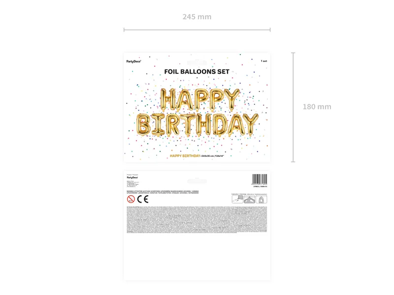 Gold "Happy Birthday" Foil Balloon, 134 x 14in - Giant