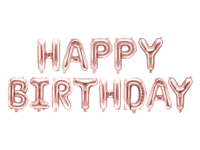 Rose Gold Happy Birthday Banner Foil Balloon, 133in