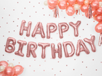 Rose Gold Happy Birthday Banner Foil Balloon, 133in
