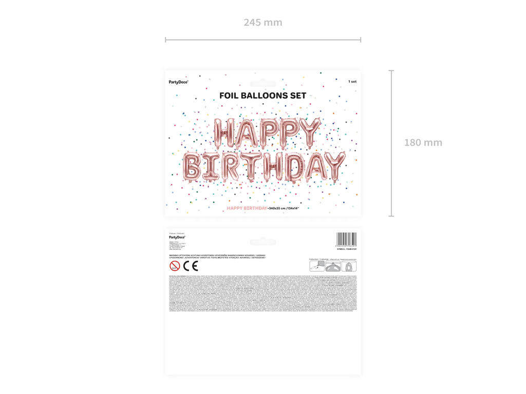 Rose Gold Happy Birthday Banner Foil Balloon, 133in
