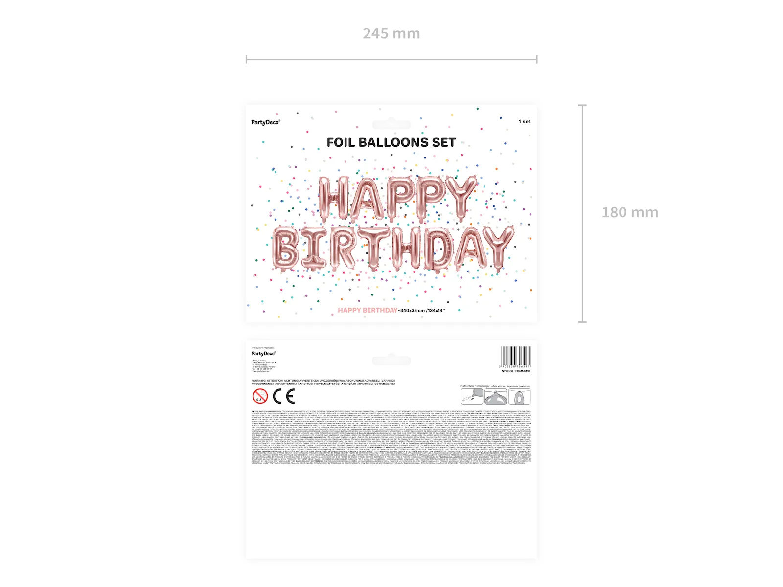 Rose Gold Happy Birthday Banner Foil Balloon, 133in