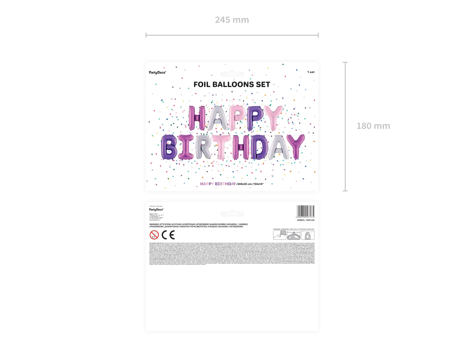 Giant Assorted Happy Birthday Foil Balloon, 133in