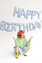 Giant Blue Happy Birthday Banner Foil Balloon, 133in