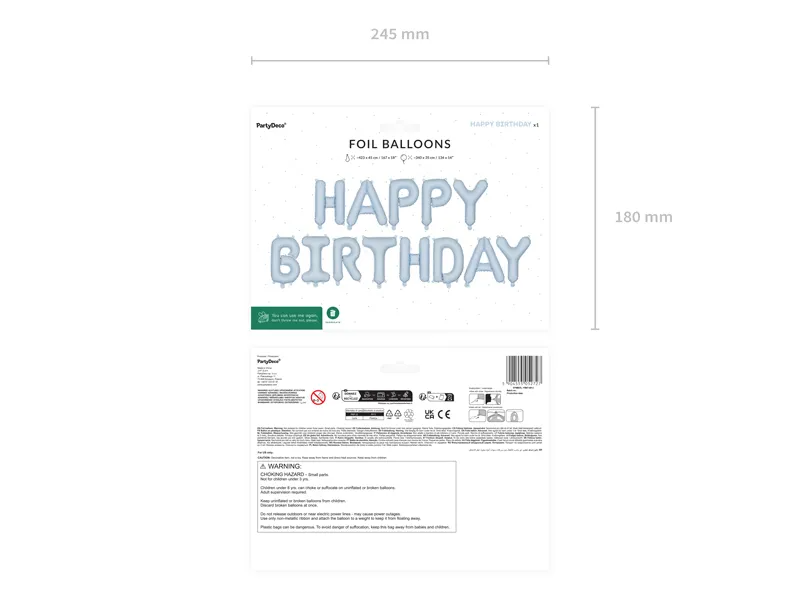 Giant Blue Happy Birthday Banner Foil Balloon, 133in