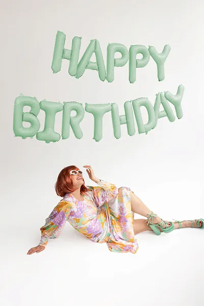 Giant Green Happy Birthday Banner Foil Balloon, 133in