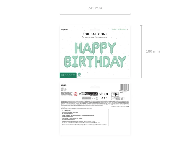 Giant Green Happy Birthday Banner Foil Balloon, 133in