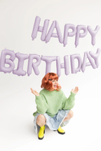 Giant Purple Happy Birthday Banner Foil Balloon, 133in