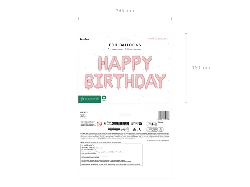 Giant Pink Happy Birthday Banner Foil Balloon, 133in