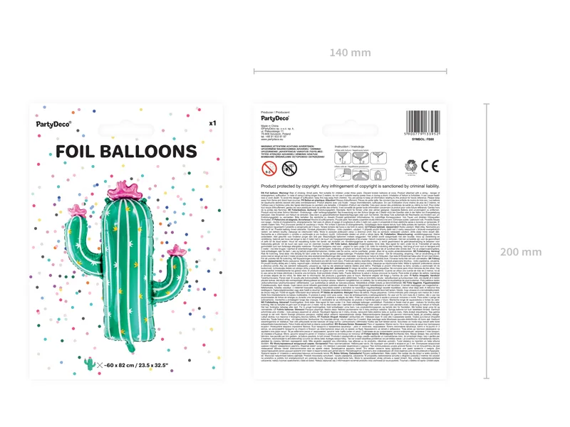 Green Cactus Foil Balloon, 32in