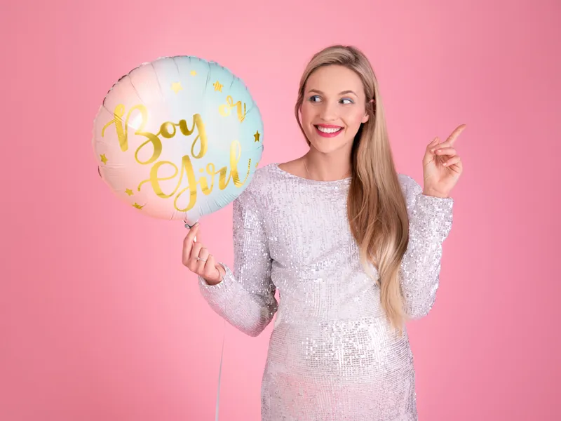 Multicolor Boy or Girl Gender Reveal Foil Balloon, 14in