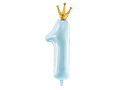 Giant Blue and Gold Crowned Number 1 Foil Balloon, 39in