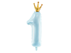 Giant Blue and Gold Crowned Number 1 Foil Balloon, 39in
