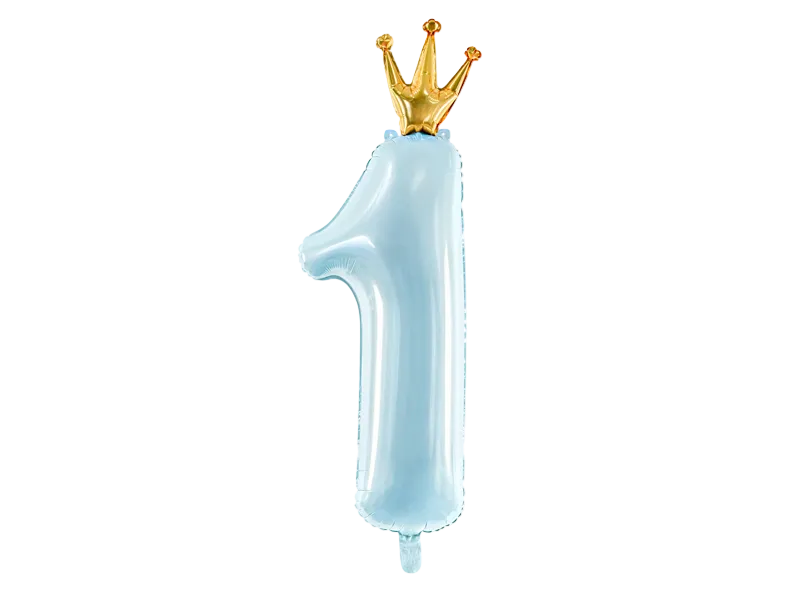 Giant Blue and Gold Crowned Number 1 Foil Balloon, 39in