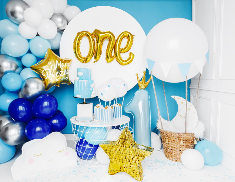 Giant Blue and Gold Crowned Number 1 Foil Balloon, 39in
