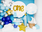Giant Blue and Gold Crowned Number 1 Foil Balloon, 39in