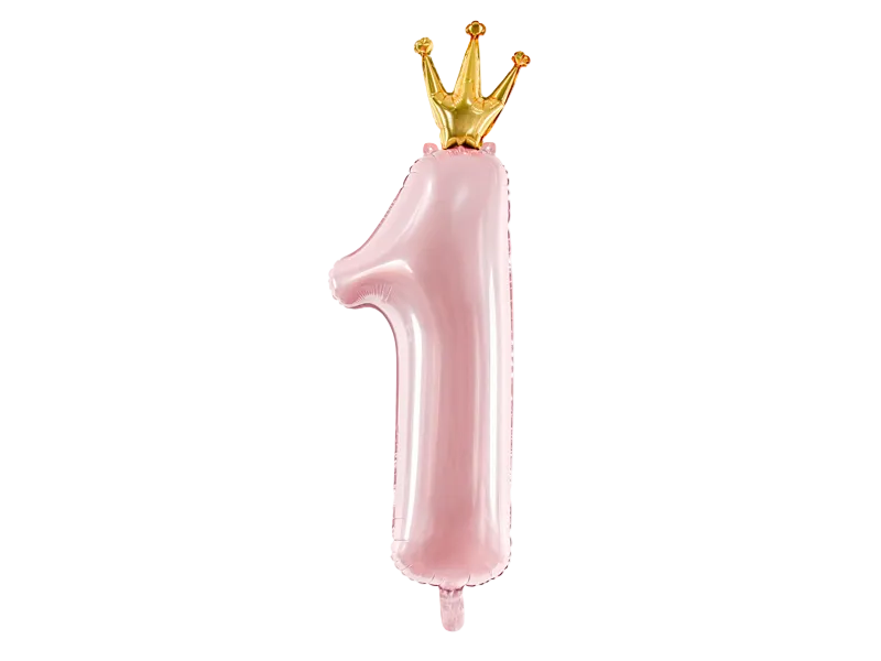Giant Pink and Gold Crowned Number 1 Foil Balloon, 39in
