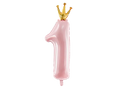Giant Pink and Gold Crowned Number 1 Foil Balloon, 39in