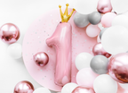 Giant Pink and Gold Crowned Number 1 Foil Balloon, 39in