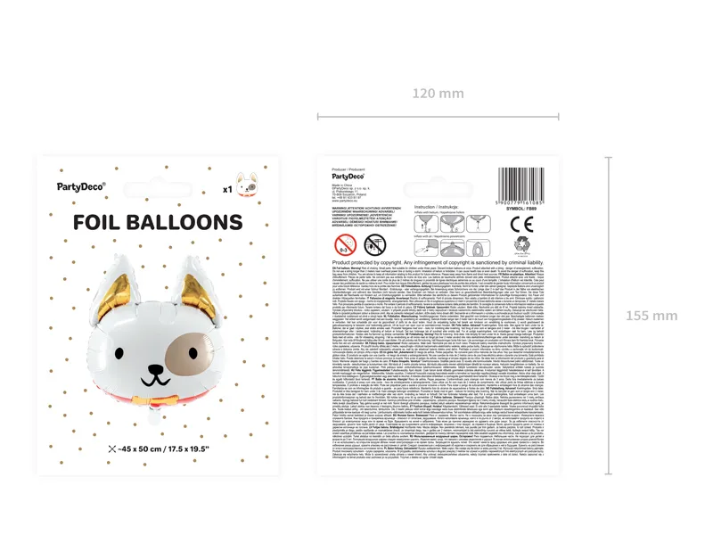 White Dog Foil Balloon, 17in