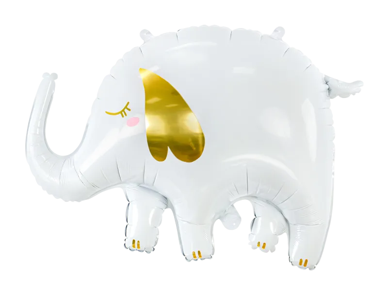 White and Gold Elephant Foil Balloon, 32in