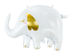 White and Gold Elephant Foil Balloon, 32in