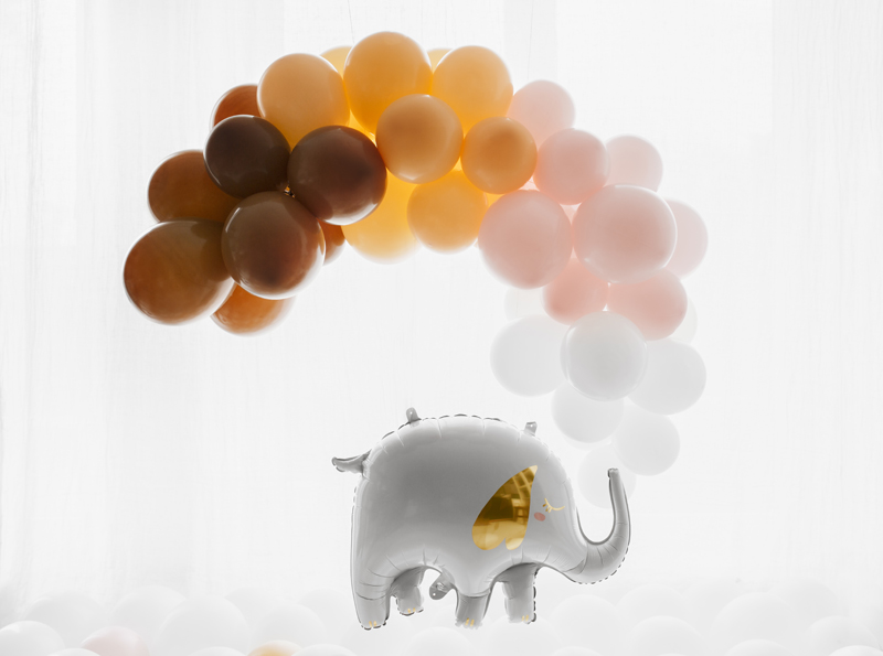 White and Gold Elephant Foil Balloon, 32in