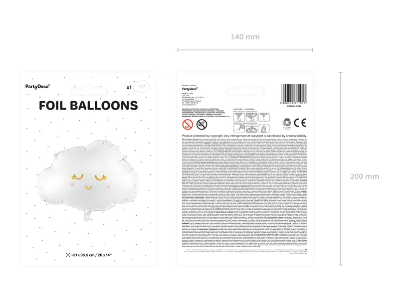White Cloud Foil Balloon, 20in