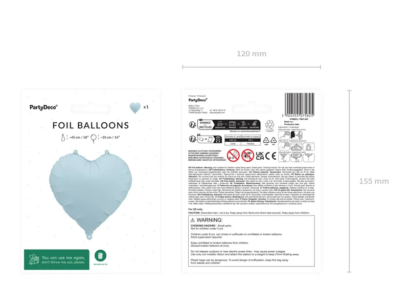 Blue Heart Foil Balloon, 14in