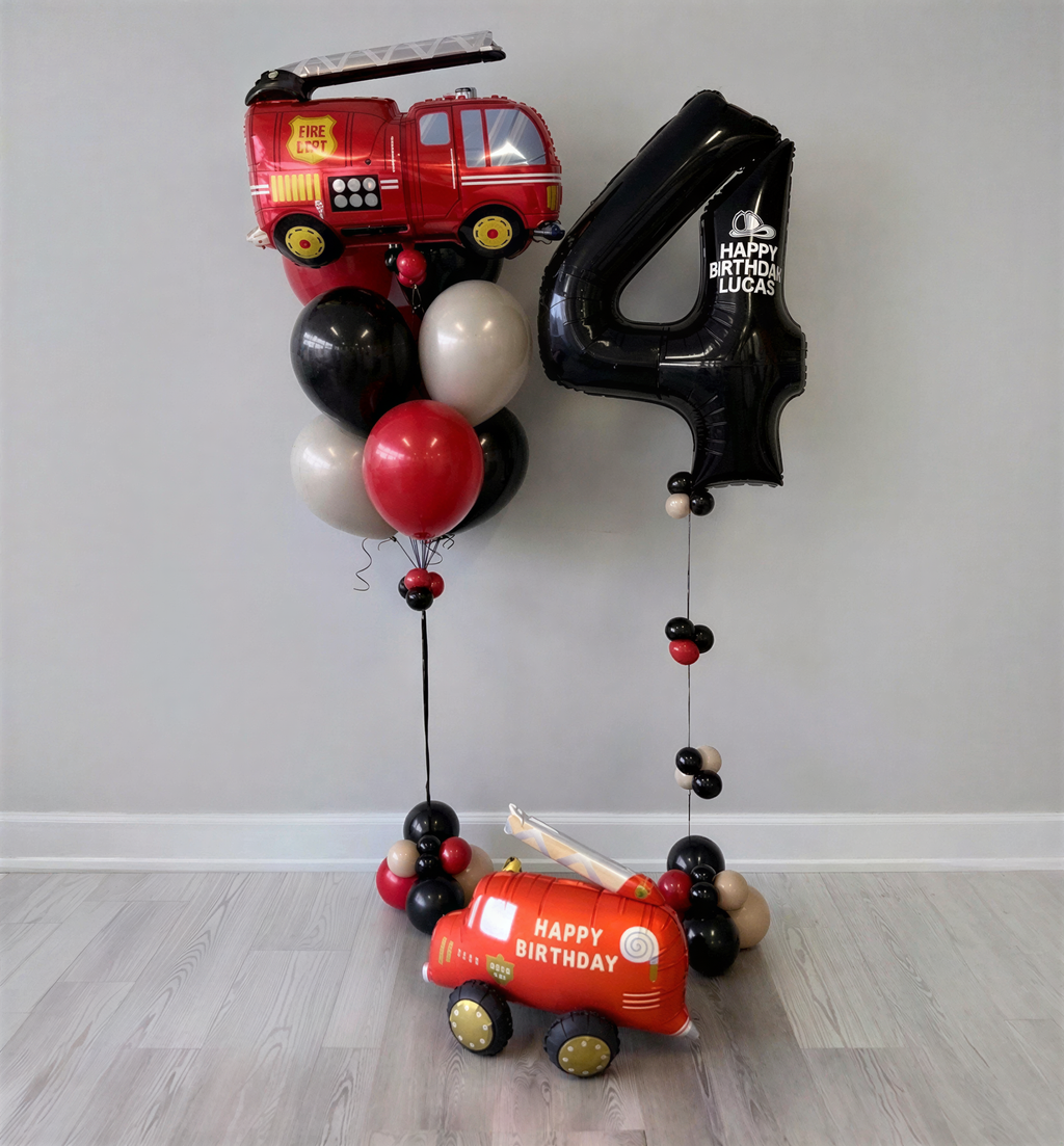 Fire Truck Birthday Balloon Bundle