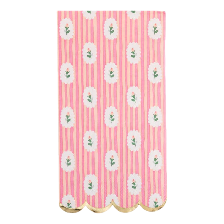 Pink Striped Floral Dinner Napkins