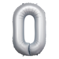 Chrome White 0-9 Number Foil Balloon, 34in